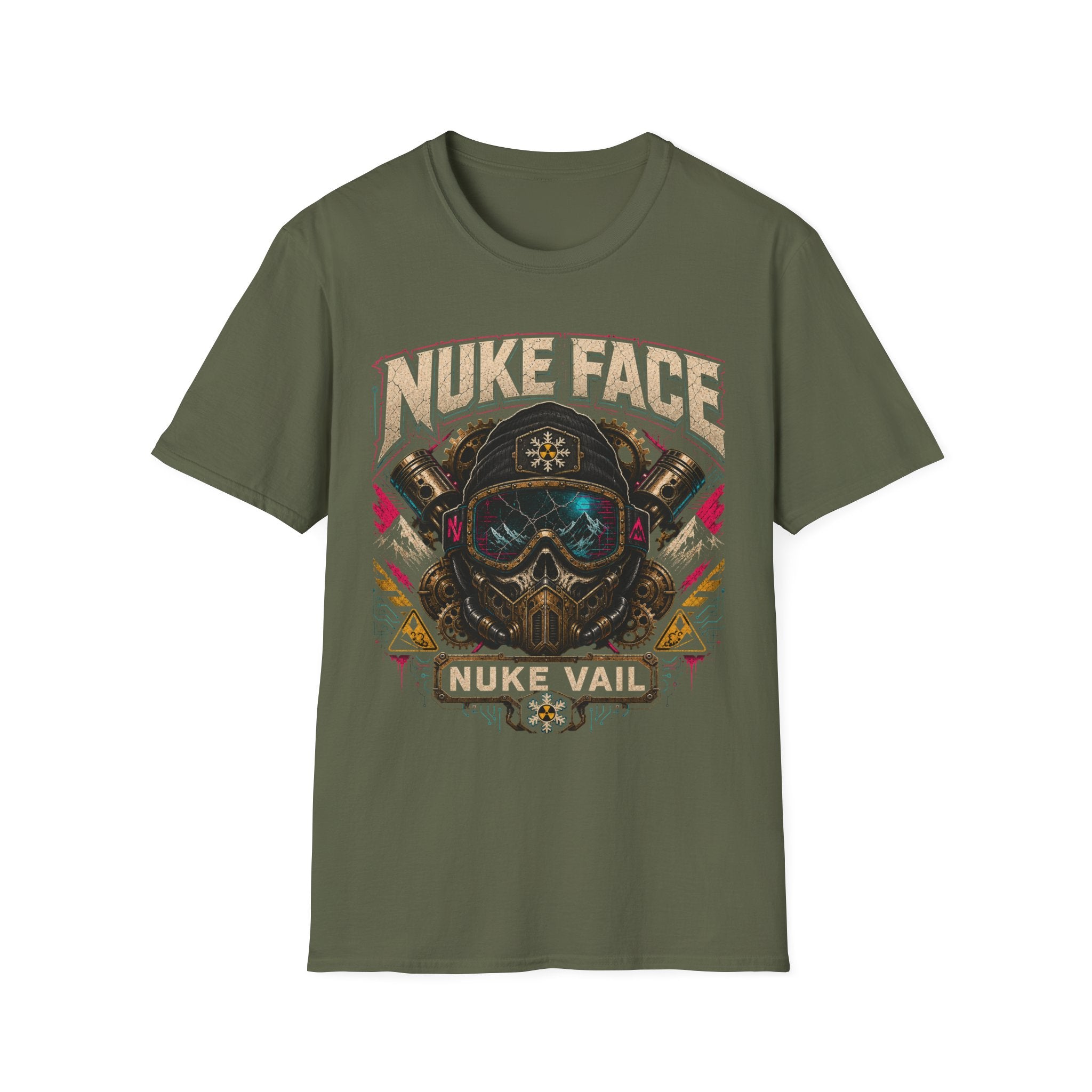 Nuke Face Graphic T-Shirt — Retro Gas Mask Skull Tee