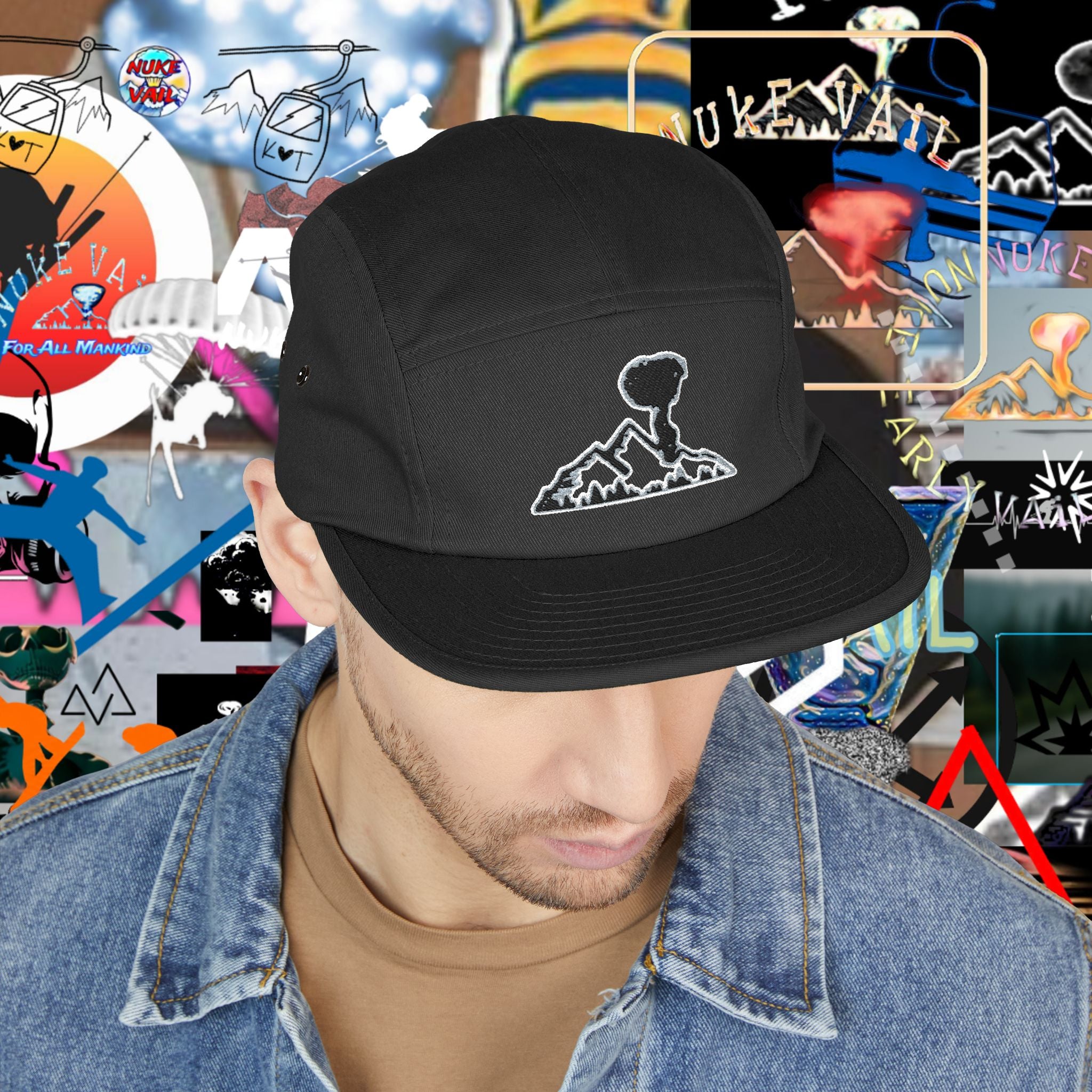 Embroidered Mountain NUKE VAIL 5 PANEL HAT
