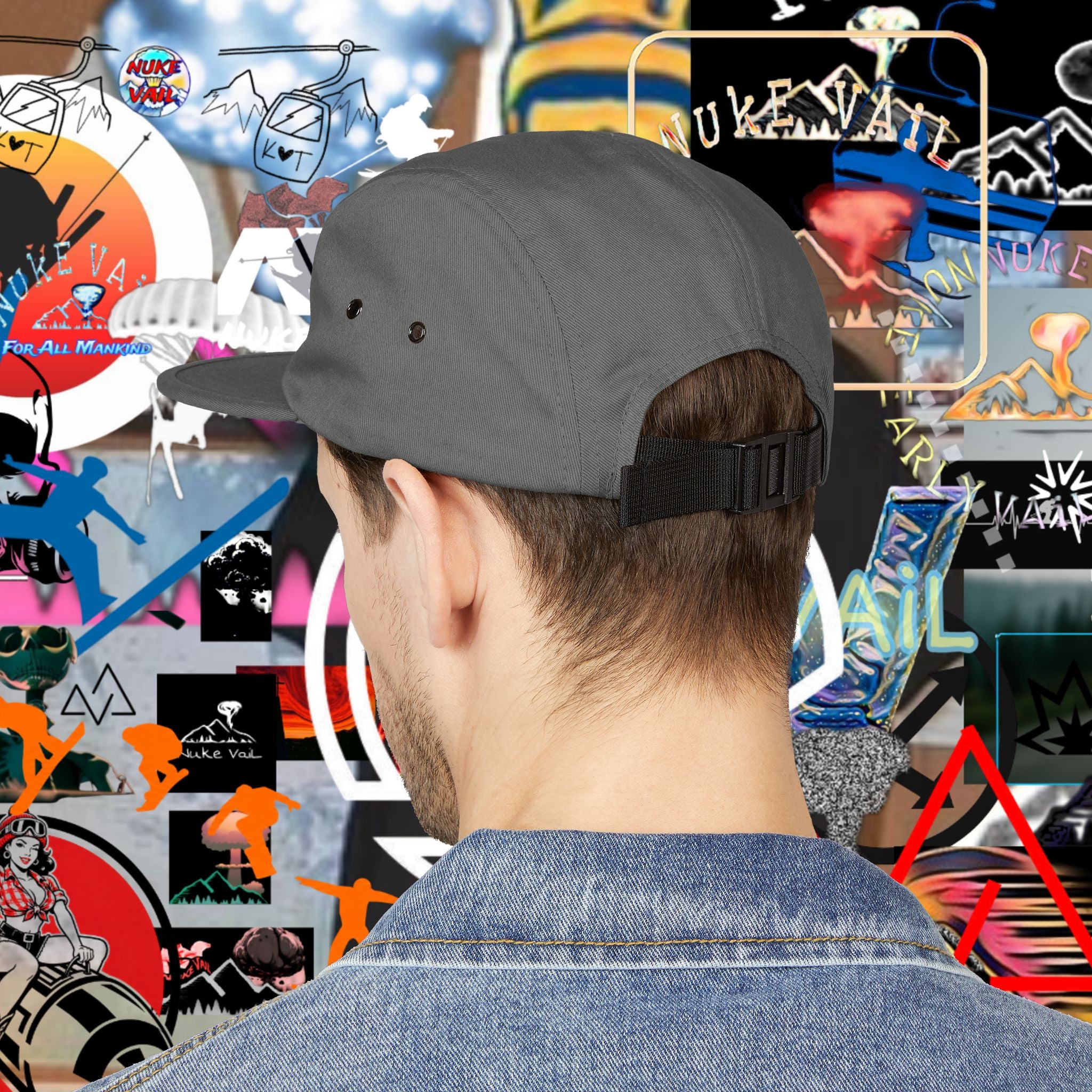 Embroidered Mountain NUKE VAIL 5 PANEL HAT
