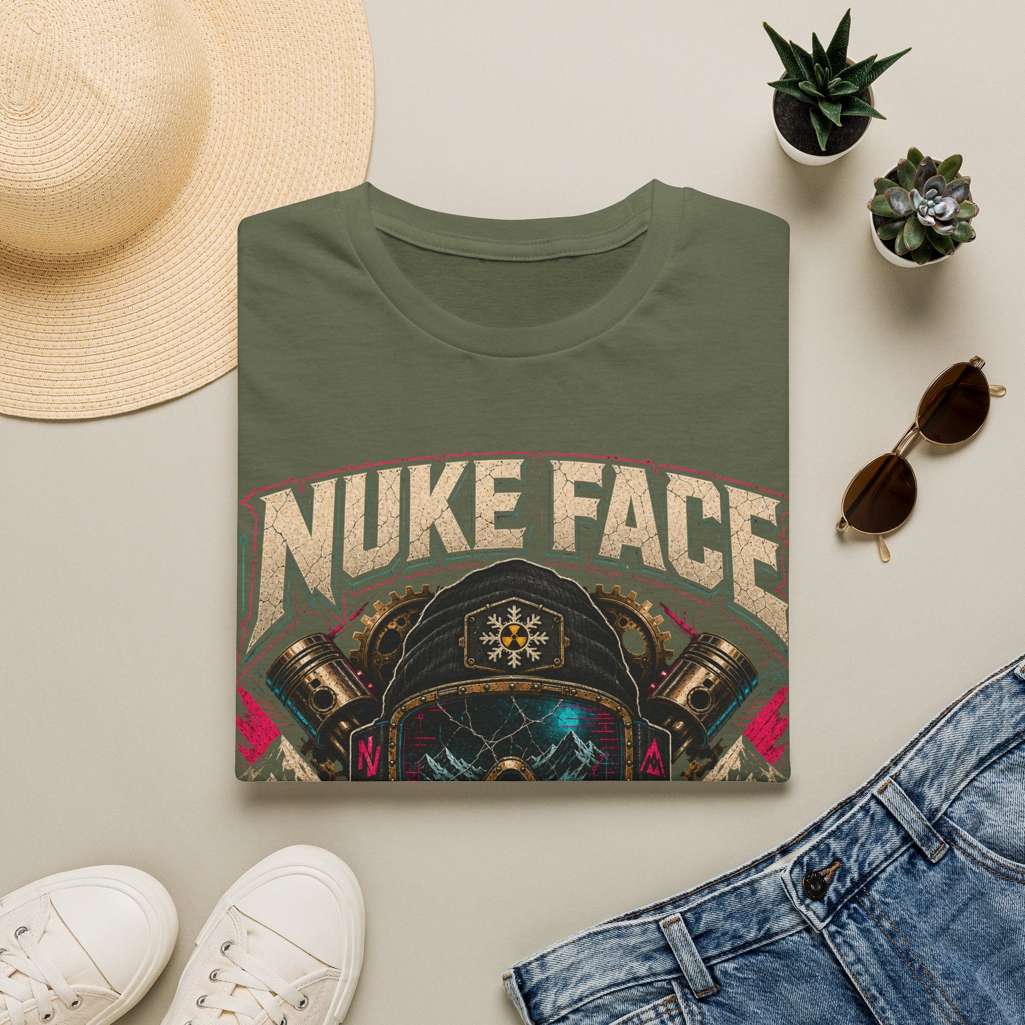 Nuke Face Graphic T-Shirt — Retro Gas Mask Skull Tee