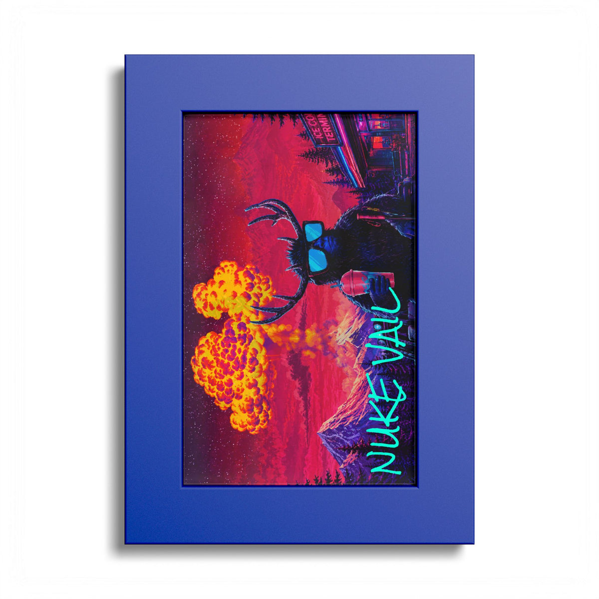 Retro Vaporwave Poster — 'Nuke Vault' Framed Art Print