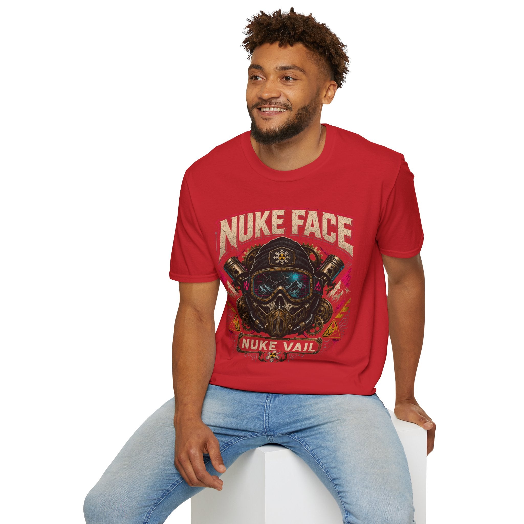 Nuke Face Graphic T-Shirt — Retro Gas Mask Skull Tee