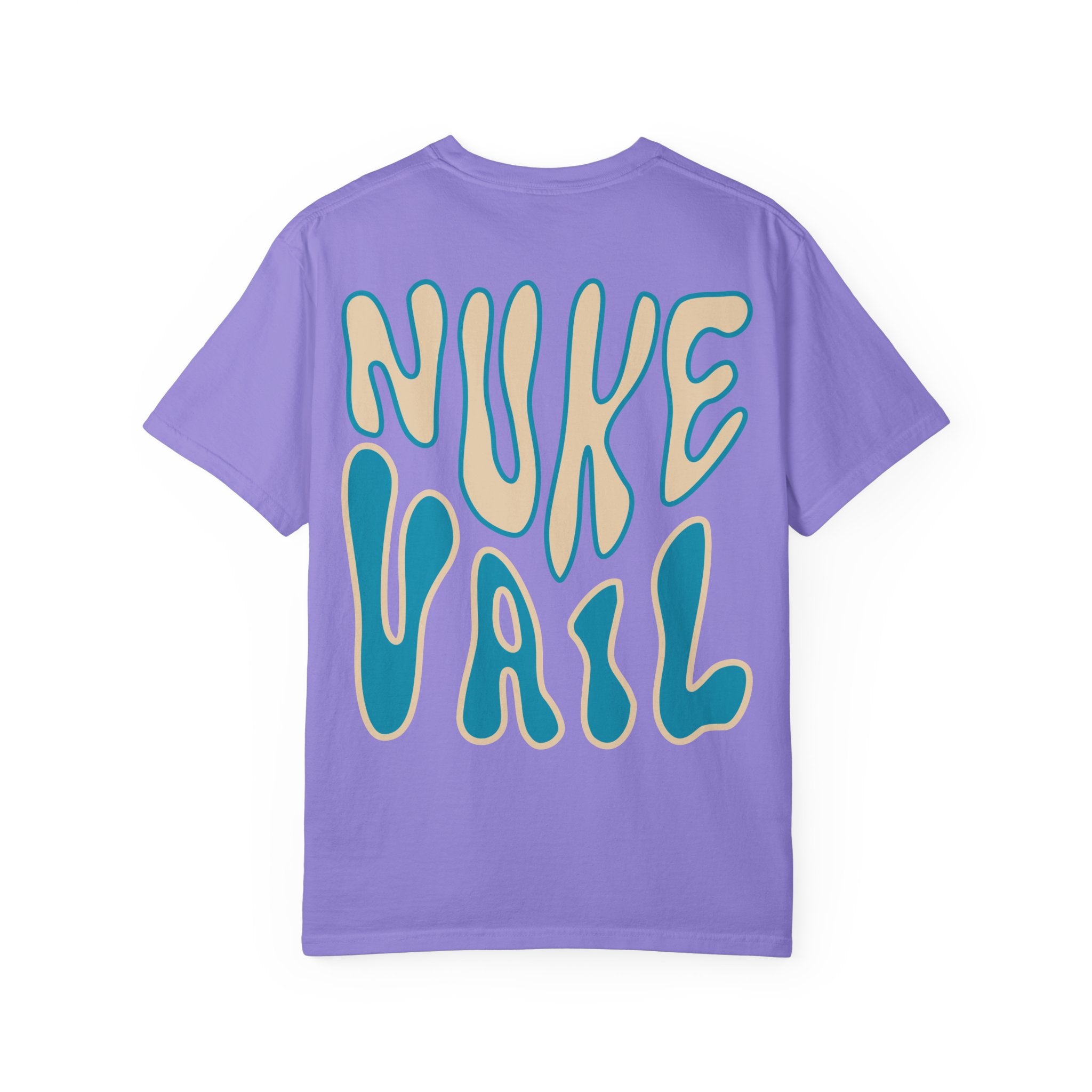 T-Shirt — Retro 'Nuke Vail' Graphic Tee with Mushroom Patch