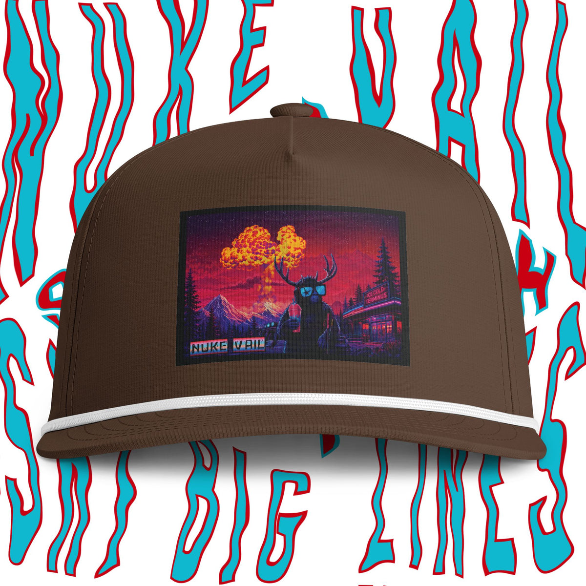 Nuke Vail Rope Cap - Retro Nuclear Sunset Trucker Hat