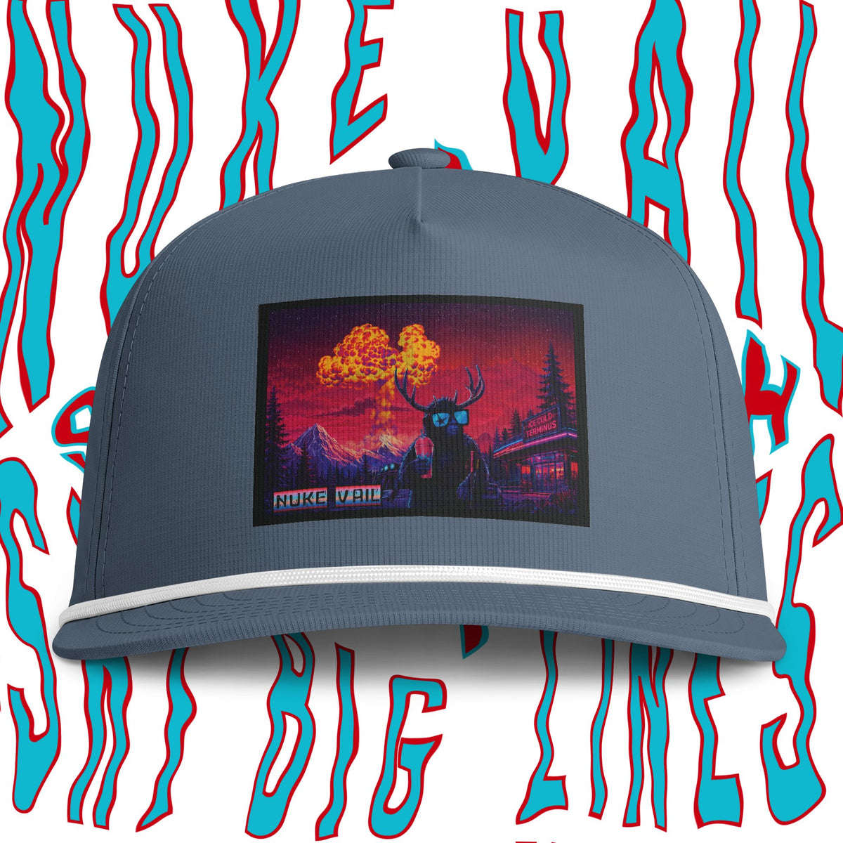 Nuke Vail Rope Cap - Retro Nuclear Sunset Trucker Hat