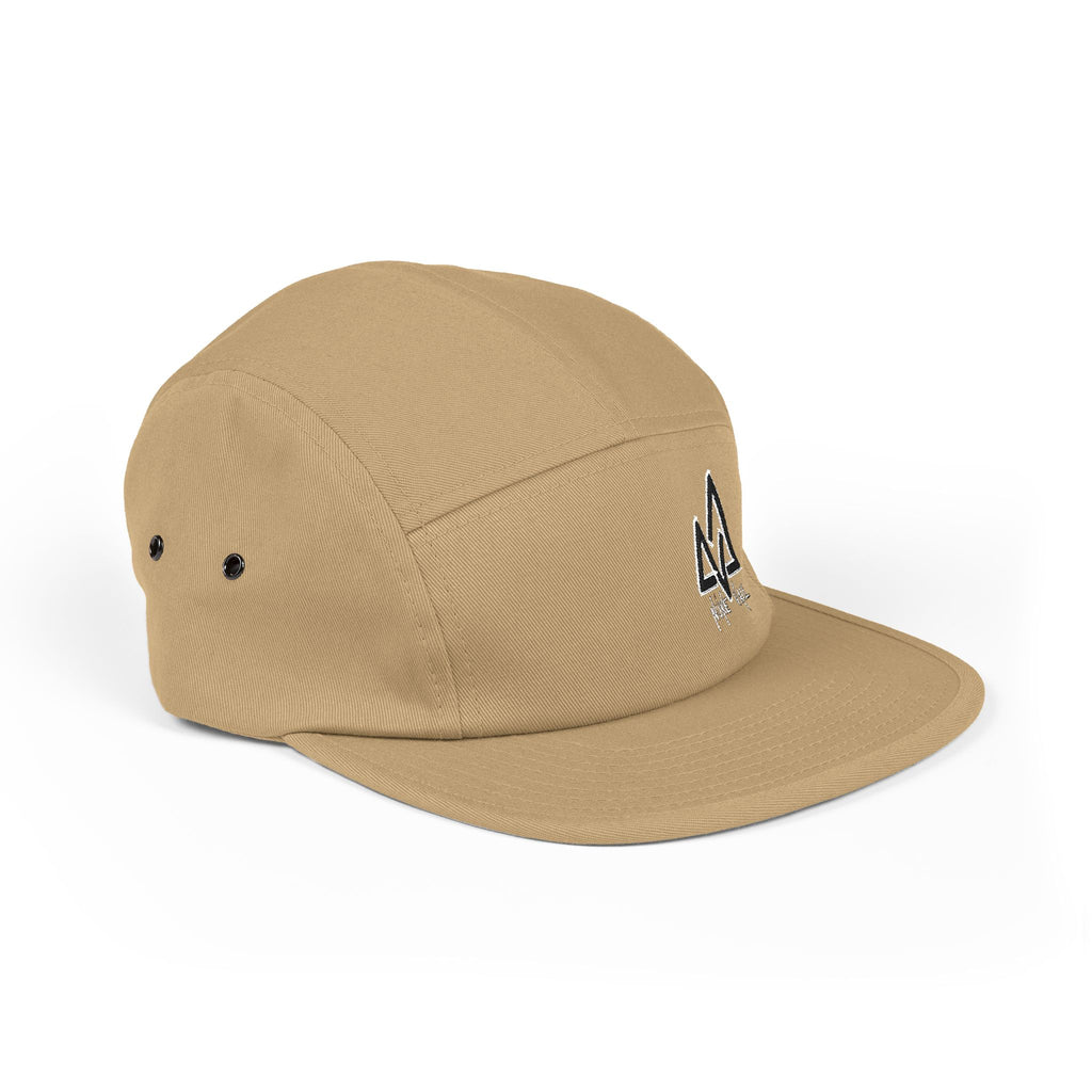 Embroidered Mountain Logo 5-Panel Cap — Beige Outdoor Hat