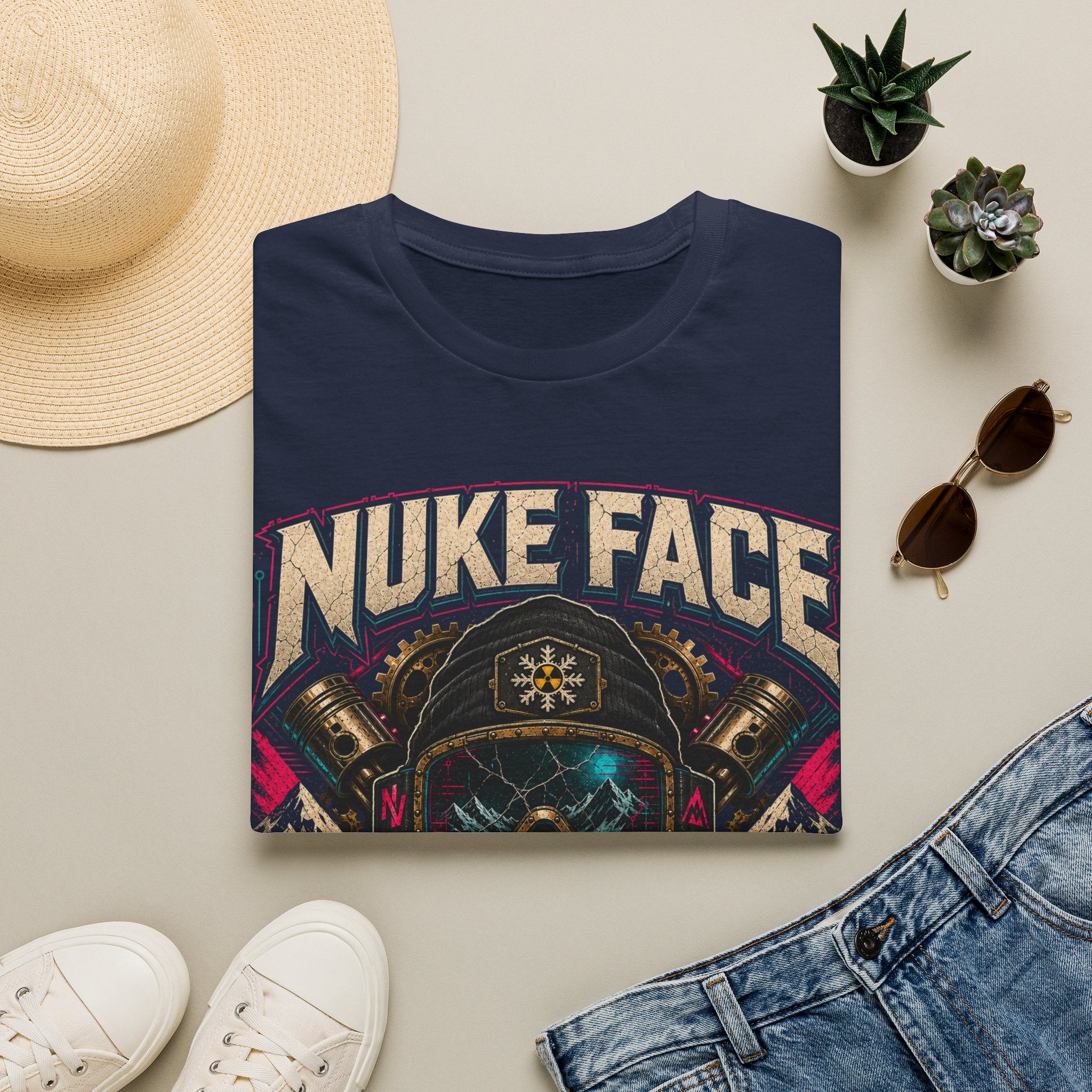 Nuke Face Graphic T-Shirt — Retro Gas Mask Skull Tee