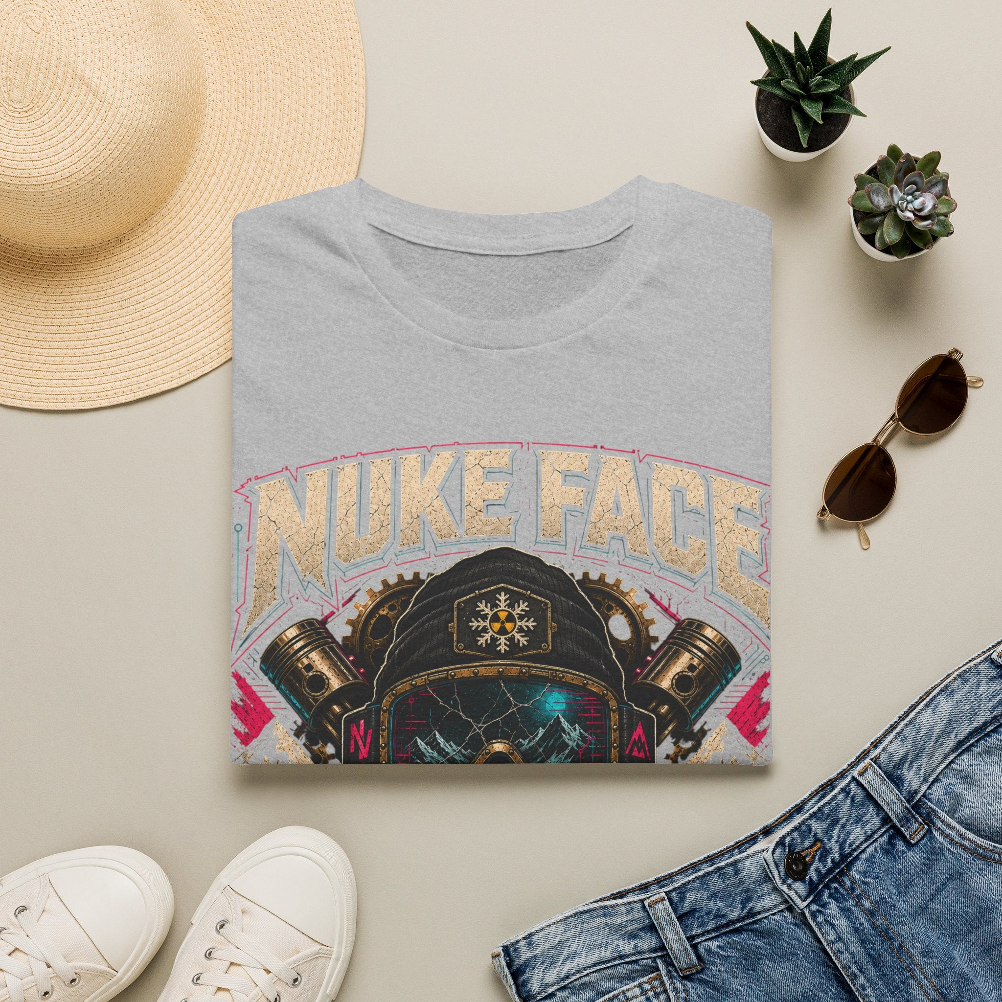 Nuke Face Graphic T-Shirt — Retro Gas Mask Skull Tee
