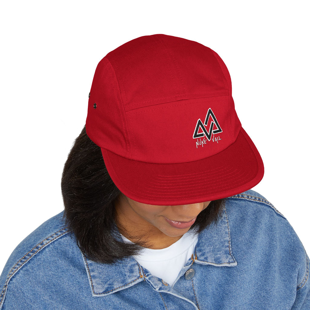 Embroidered Mountain Logo 5-Panel Cap — Beige Outdoor Hat