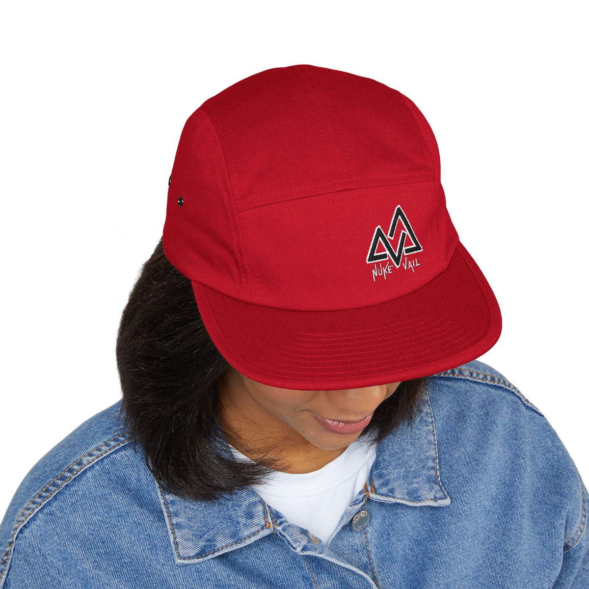 Embroidered Mountain Logo 5-Panel Cap — Beige Outdoor Hat
