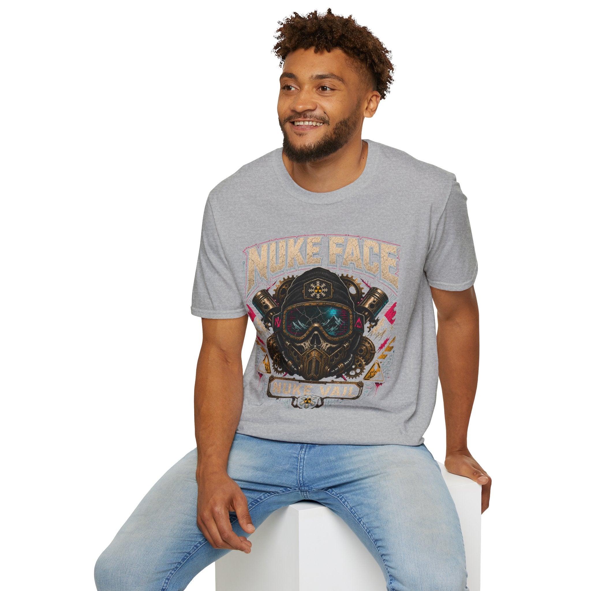 Nuke Face Graphic T-Shirt — Retro Gas Mask Skull Tee