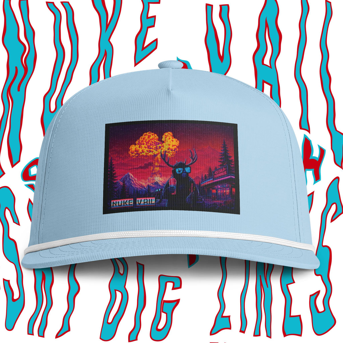 Nuke Vail Rope Cap - Retro Nuclear Sunset Trucker Hat