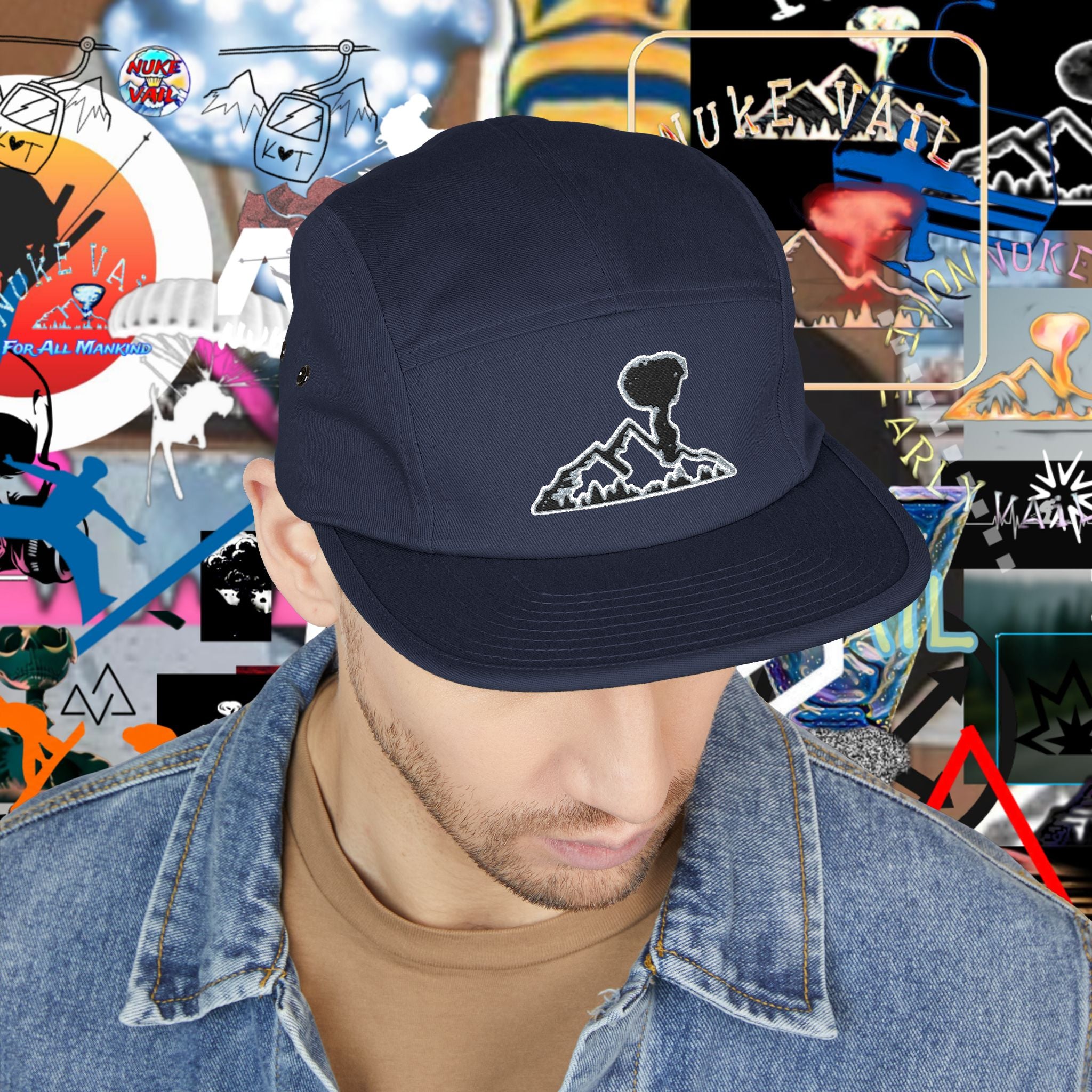 Embroidered Mountain NUKE VAIL 5 PANEL HAT