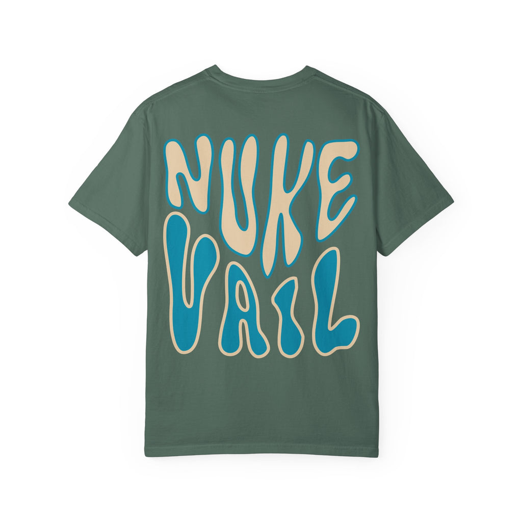 T-Shirt — Retro 'Nuke Vail' Graphic Tee with Mushroom Patch