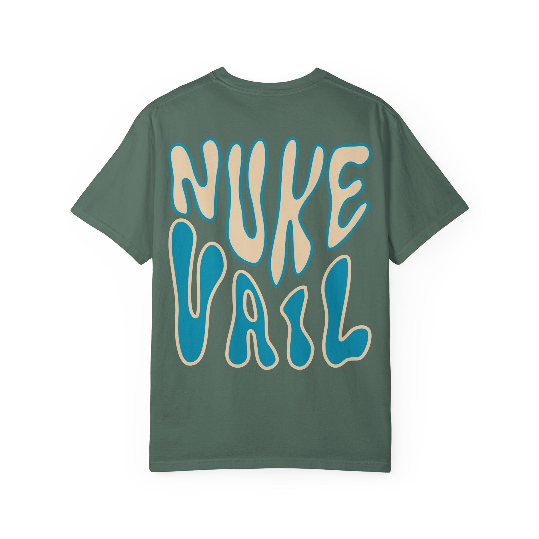 T-Shirt — Retro 'Nuke Vail' Graphic Tee with Mushroom Patch